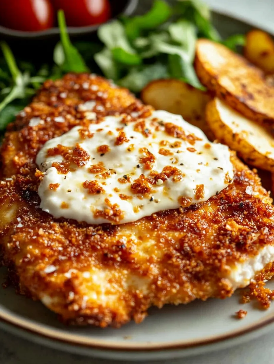 Knusprige Hähnchenbrust mit cremigem Feta und scharfem Honig übergossen.