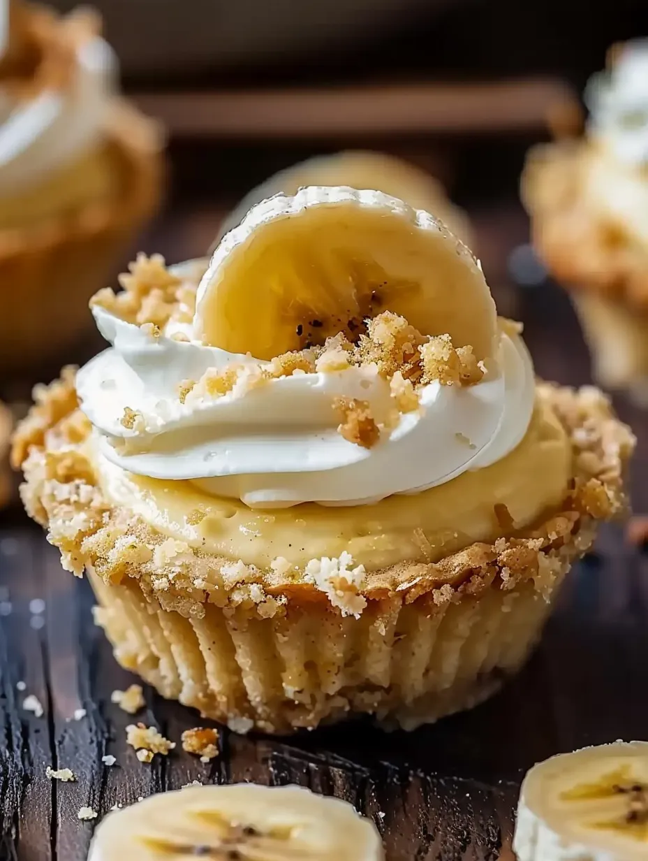 Ein Cupcake mit einer Banane obendrauf.