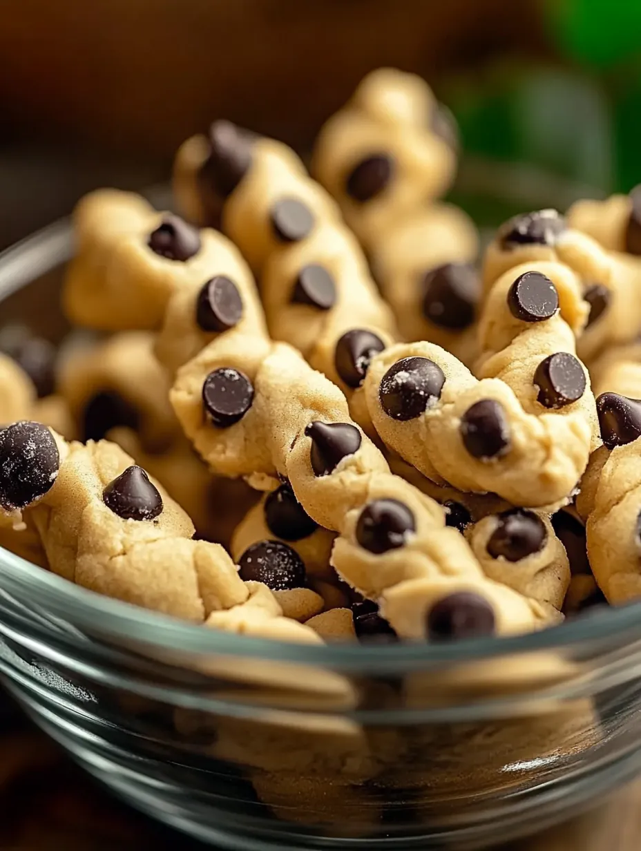 Eine Schüssel mit Schokochip-Teigschleifen Rezept.