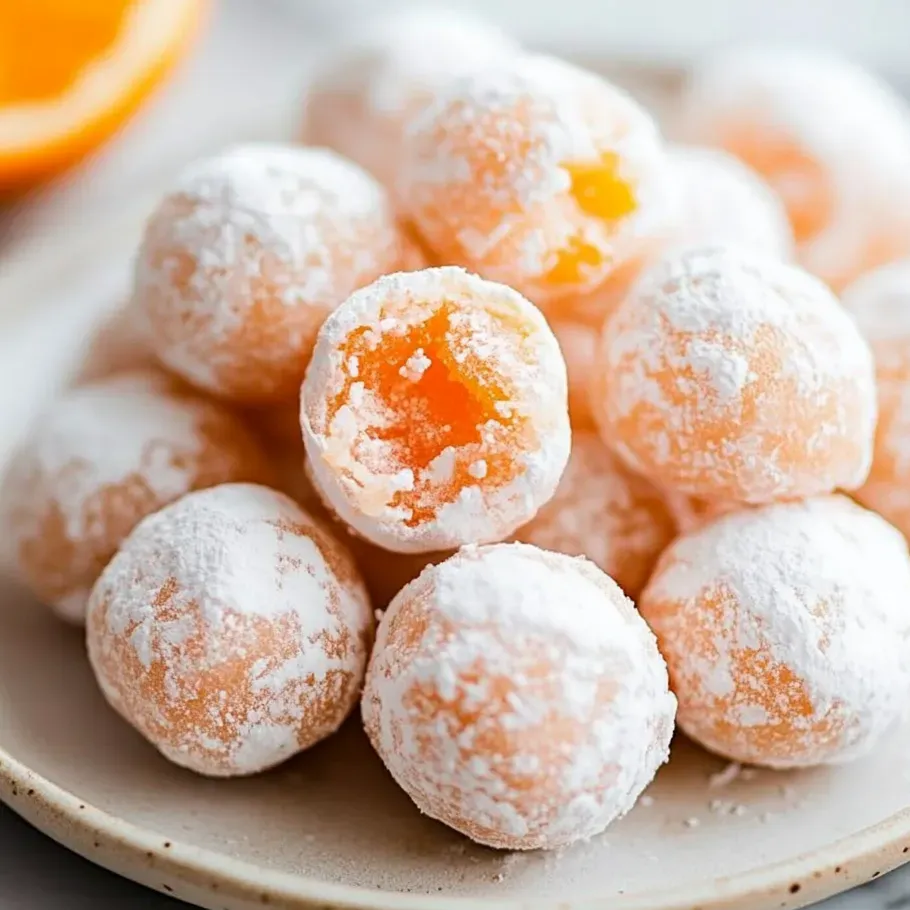 Ein Teller mit Orangencreme-Pralinen.