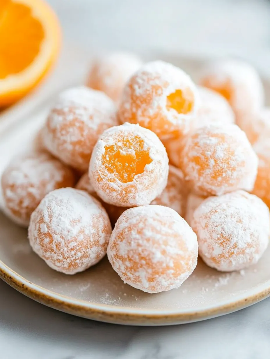Ein Teller mit Orangencreme-Trüffeln.