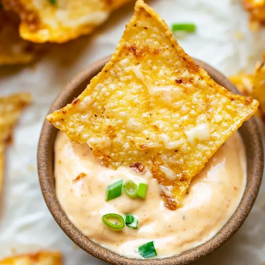 Eine Schüssel mit Parmesan-Zwiebelchips.