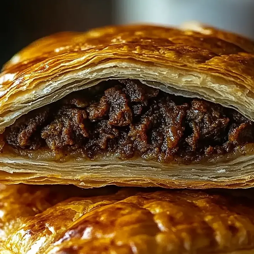 Ein Stück jamaikanische Rindfleischpastete.