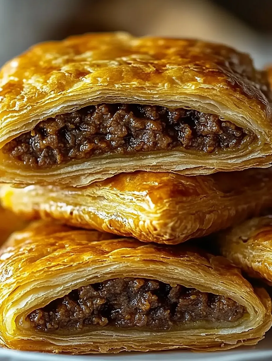 Eine köstliche jamaikanische Rinderpastete wird gezeigt.