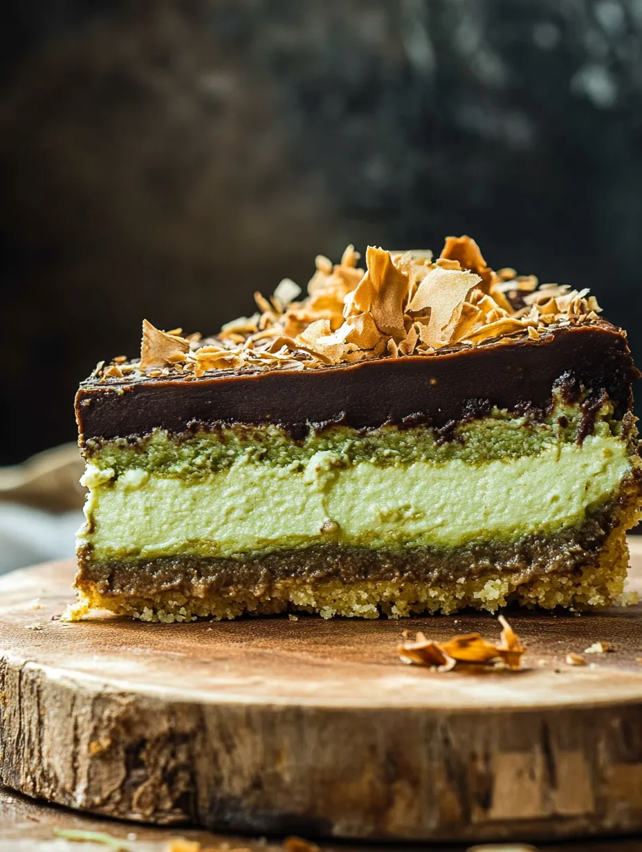 Ein Stück Schokoladenkäsekuchen mit einer Nussgarnitur.