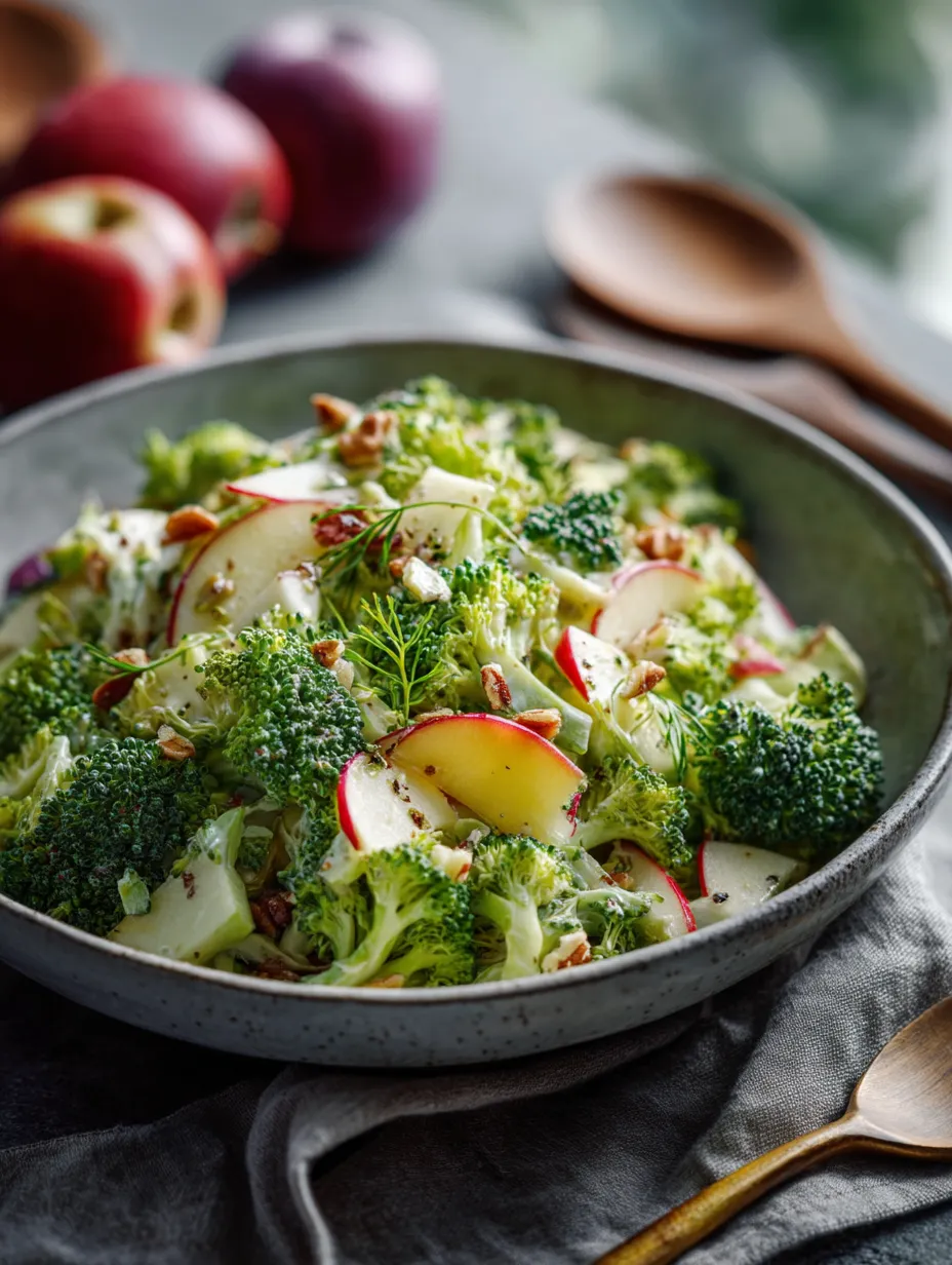 Eine Schüssel Brokkoli-Waldorfsalat.