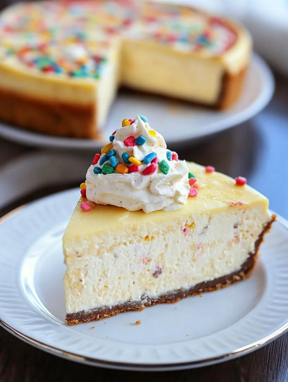 Ein Stück Kuchenteig-Käsekuchen mit einem Klecks Schlagsahne obendrauf.