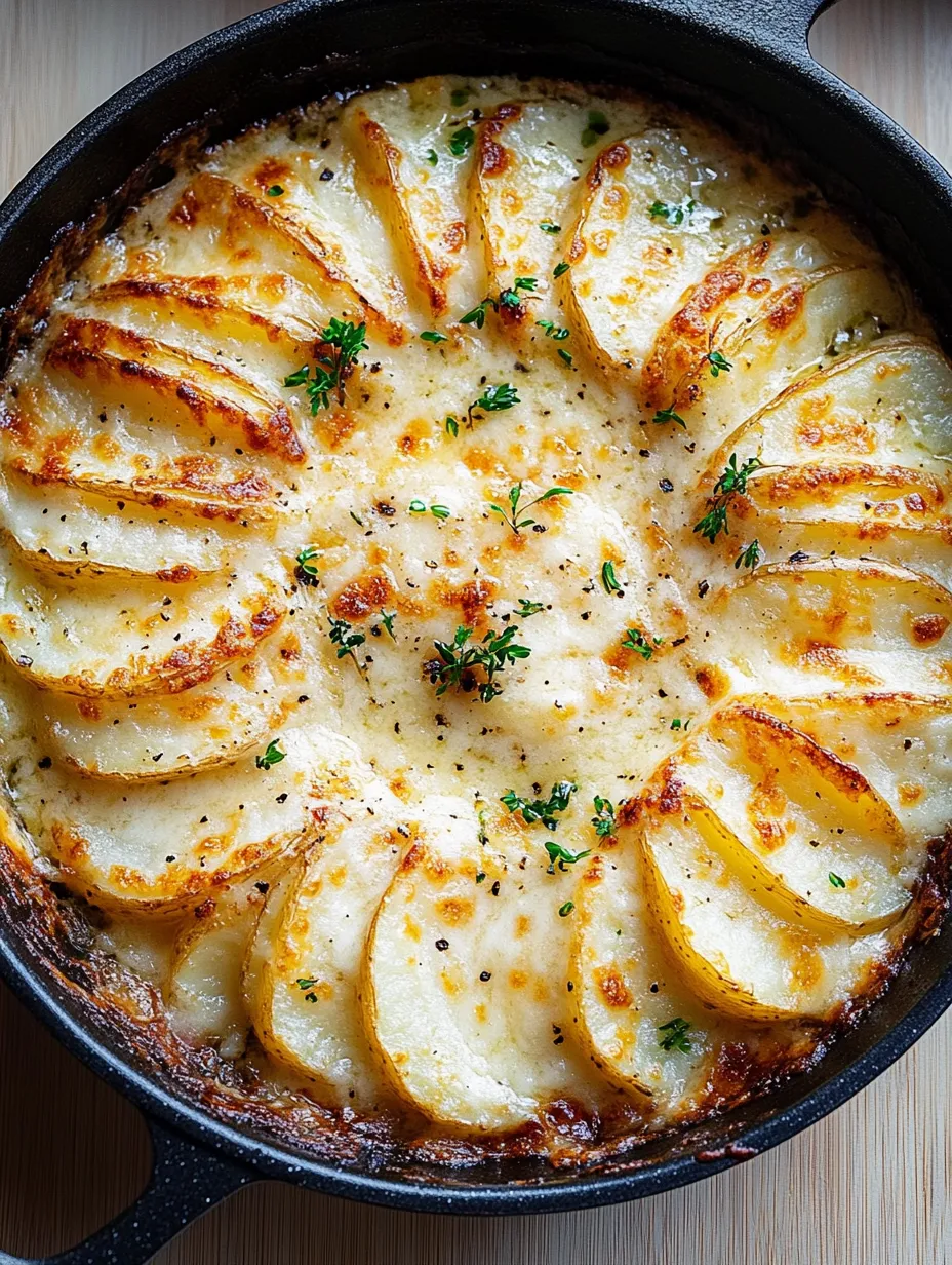 Eine Nahaufnahme eines leckeren Kartoffelgratin-Rezepts.