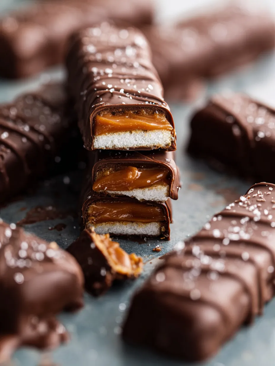 Eine Nahaufnahme eines Twix-Riegels mit Erdnussbutter und Karamell.