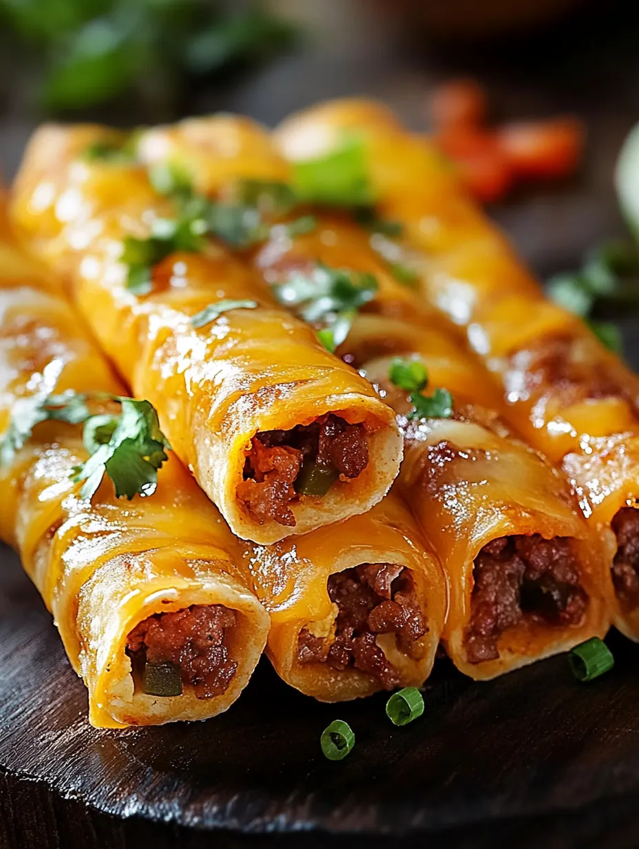 Ein Teller mit käsigen Taco-Stangen Rezept.