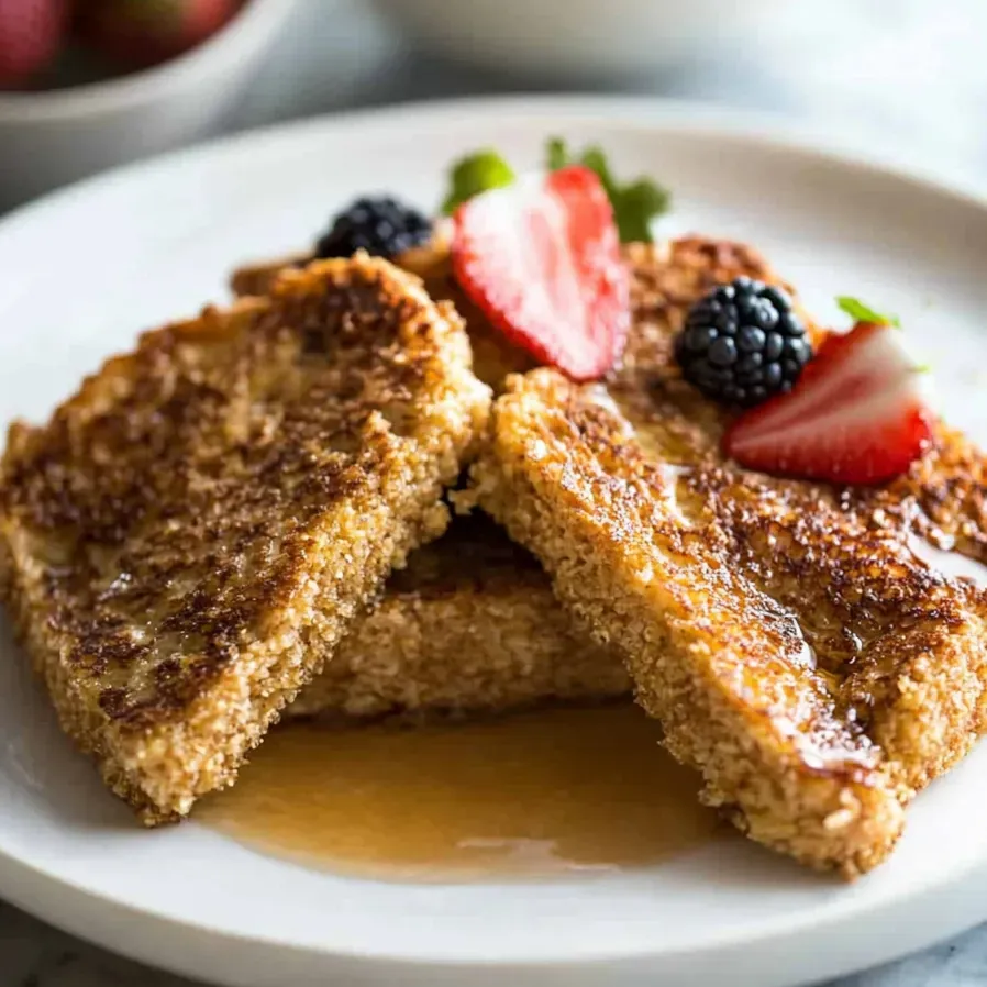 French Toast mit Erdbeeren und Blaubeeren.