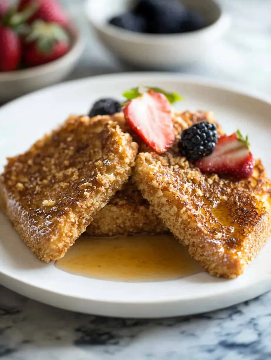 French toast mit Erdbeeren und Blaubeeren.
