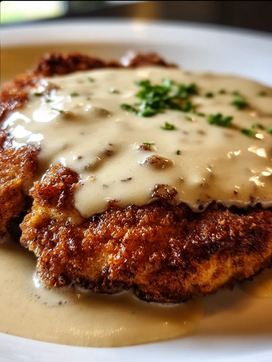 Ein Teller Schnitzel mit Soße.
