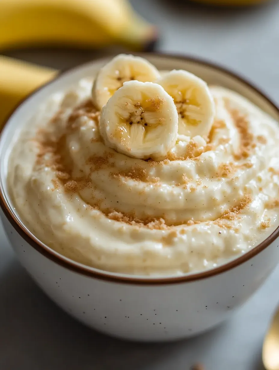 Eine Schüssel Hüttenkäse mit Bananen obendrauf Rezept.
