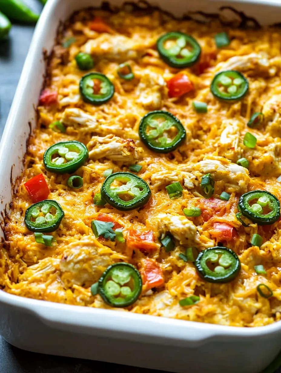 Ein Gericht mit Jalapeños und Hähnchen.