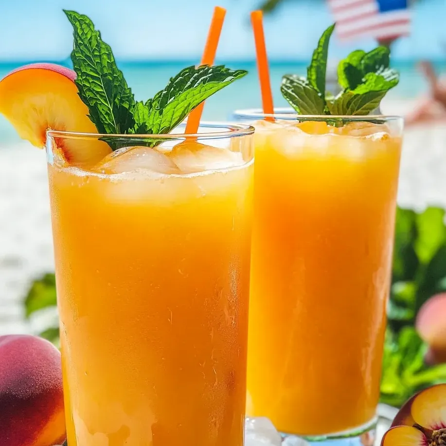 Zwei Gläser mit frischer und süßer Pfirsich-Limonade.