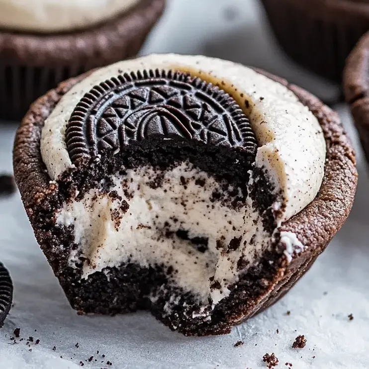 Ein Stück Oreo-Käsekuchen-Keksbecher.