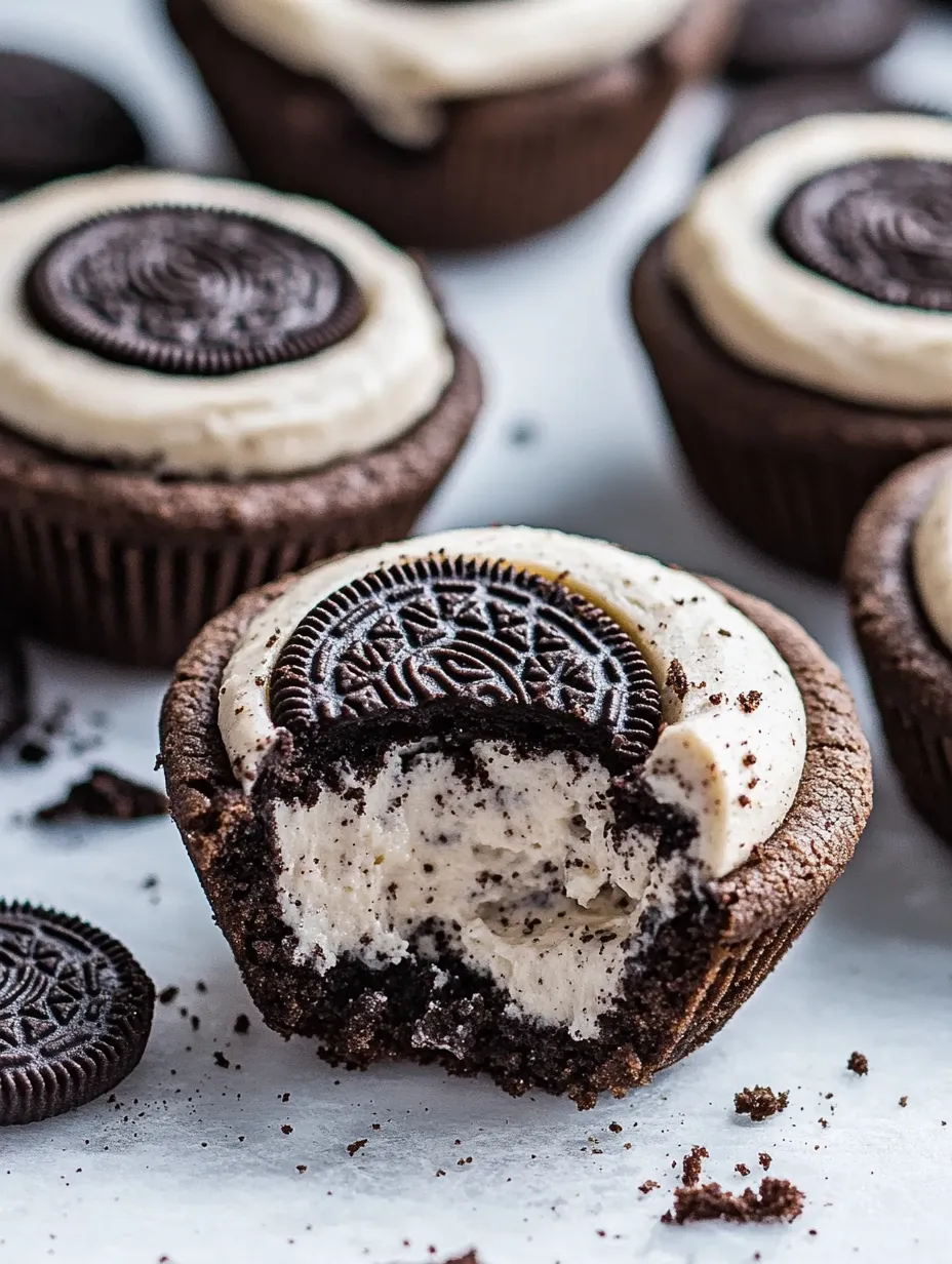 Eine Nahaufnahme eines leckeren Oreo-Käsekuchen-Törtchens.