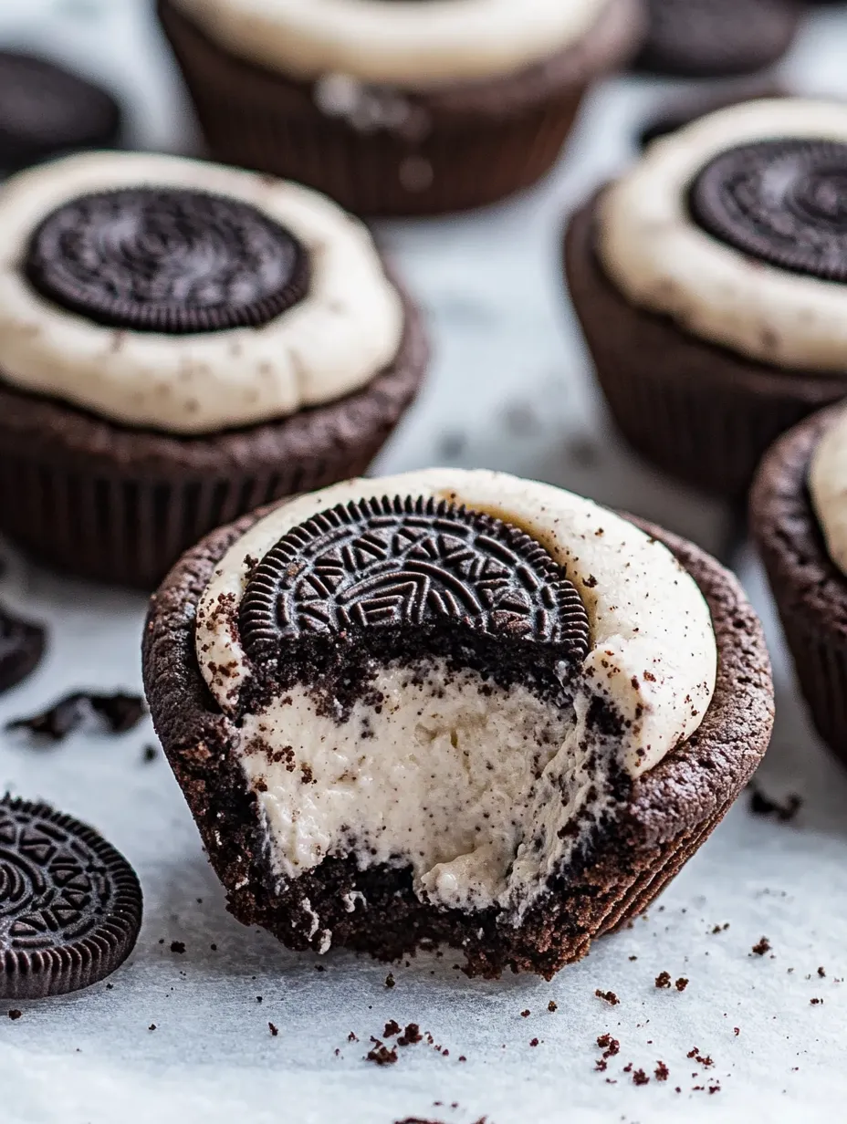 Eine Nahaufnahme eines leckeren Oreo-Käsekuchen-Törtchens.