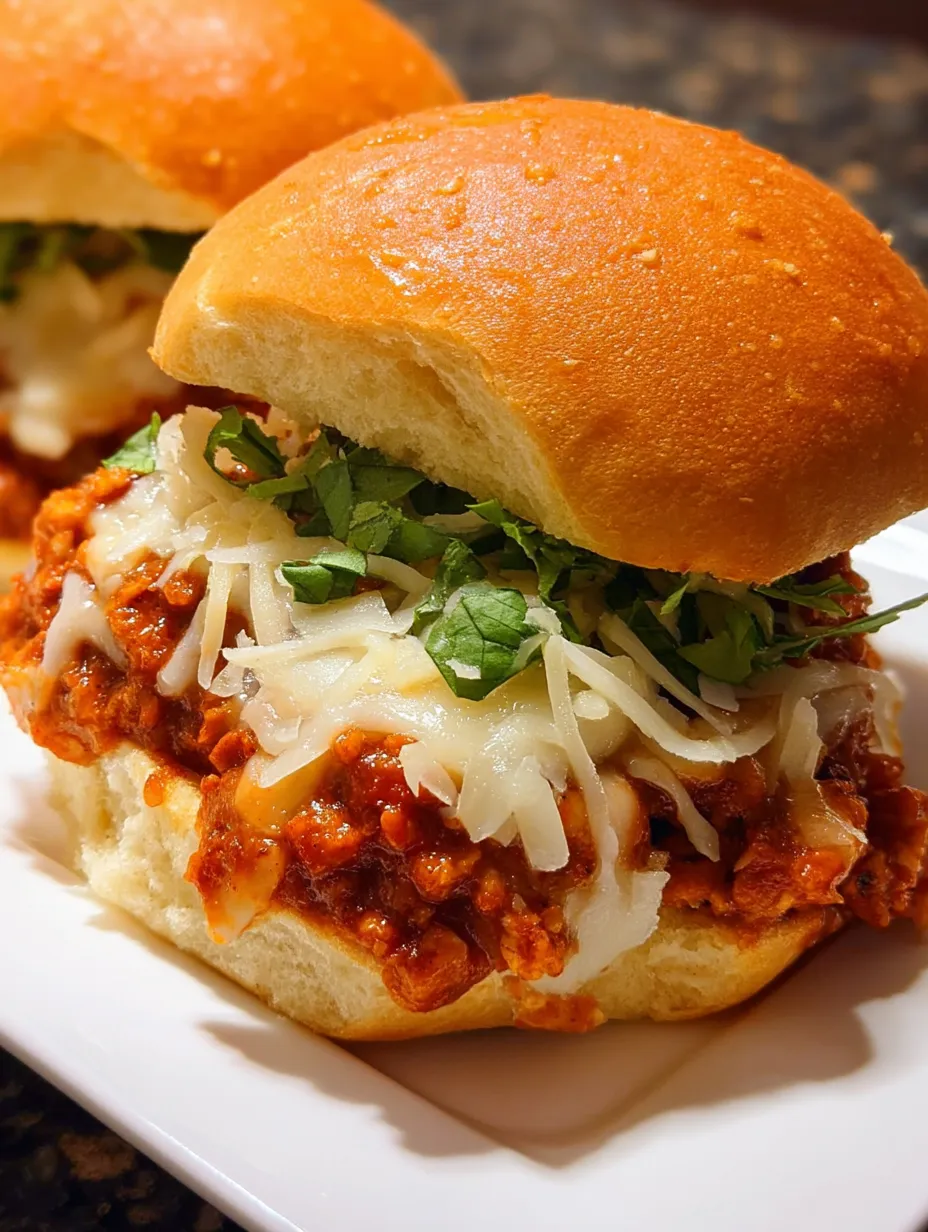 Ein Chicken-Parmesan Sloppy-Joe-Sandwich.