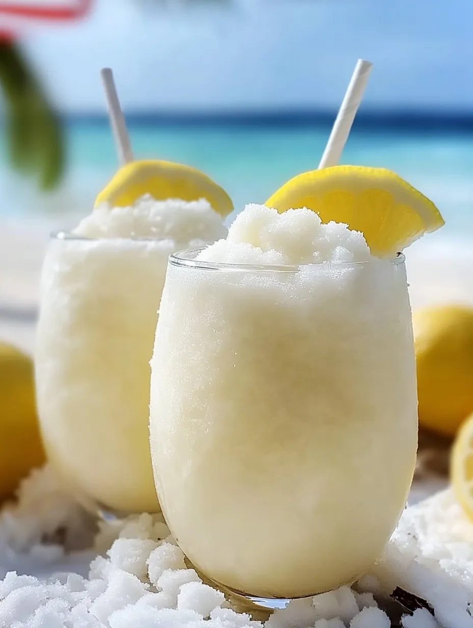 Zwei Gläser eisgekühlter Kokos-Zitronen-Drink.