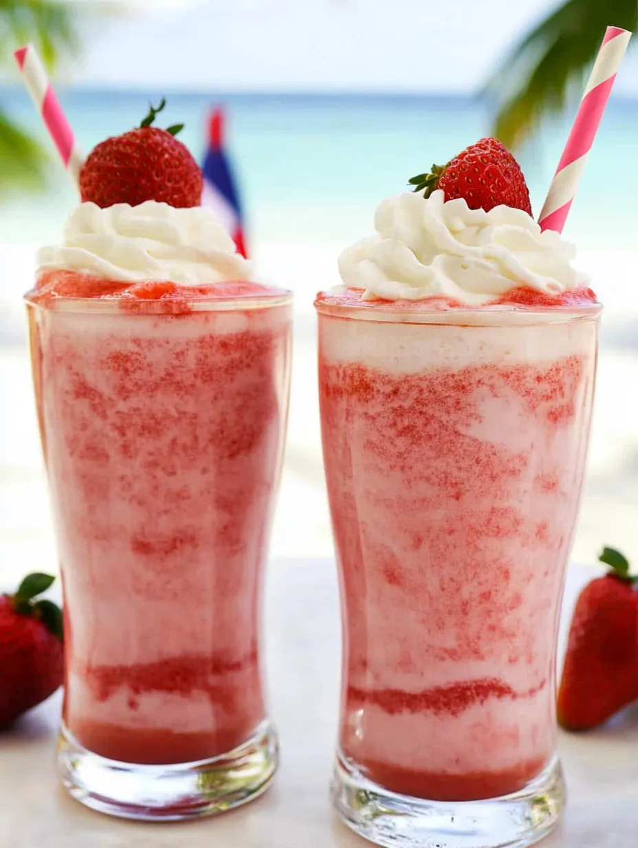 Zwei Gläser Erdbeer-Frappuccino.