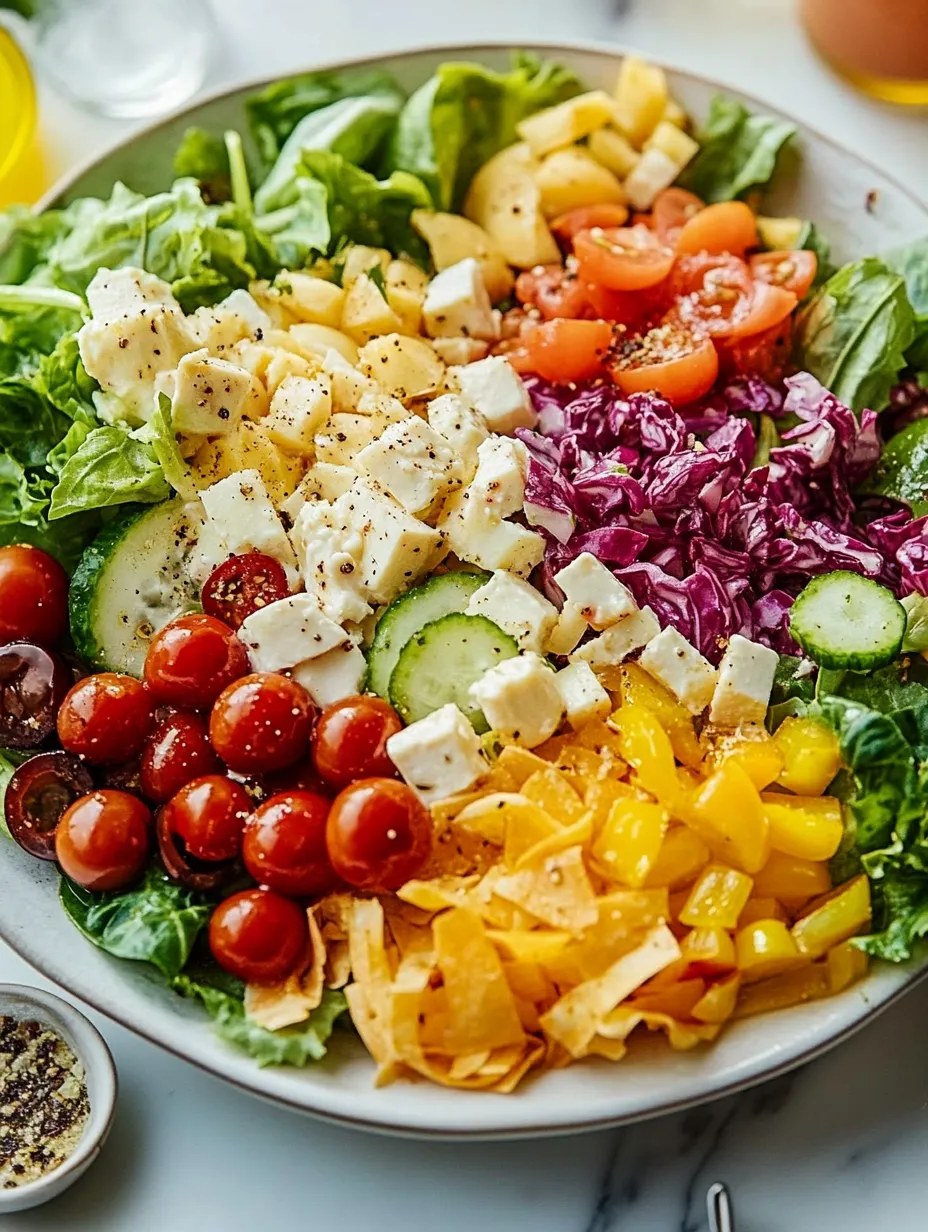 Ein farbenfroher italienischer Salat mit Tomaten, Gurken, Käse und Blattsalat.