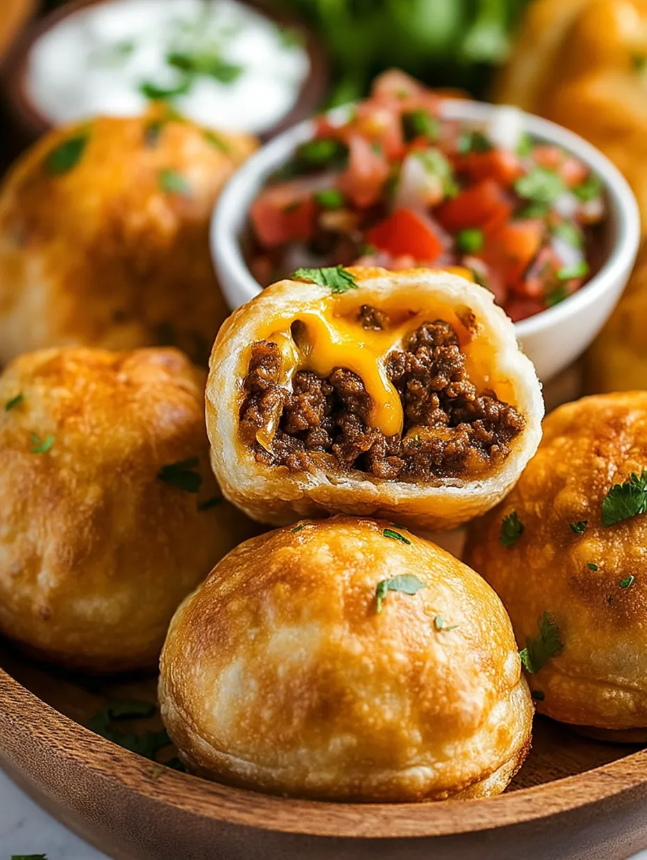Eine Schale voller Käse-Taco-Bomben.
