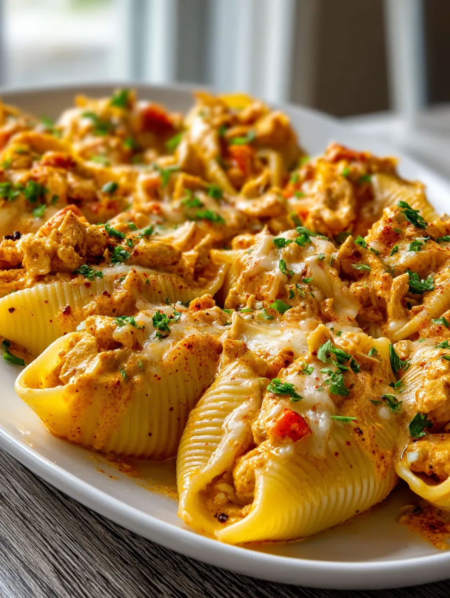 Ein Teller mit cremigen Cajun-Hähnchen-Muscheln.