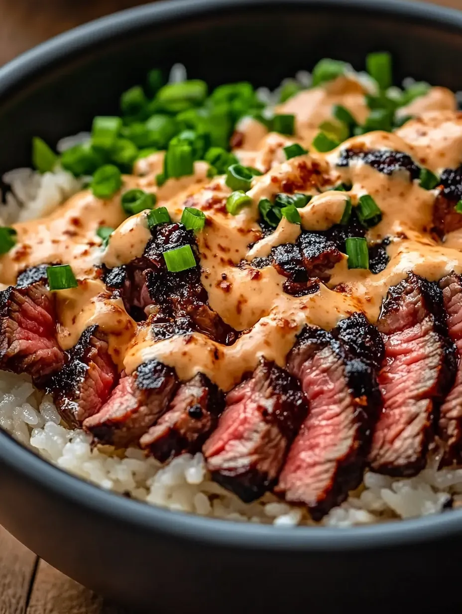 Eine Nahaufnahme einer köstlichen Korean BBQ Steak Bowl.