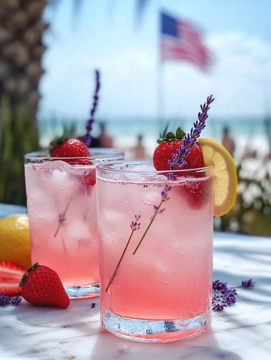 Zwei Gläser Pink Lavender Lemonade Getränk.