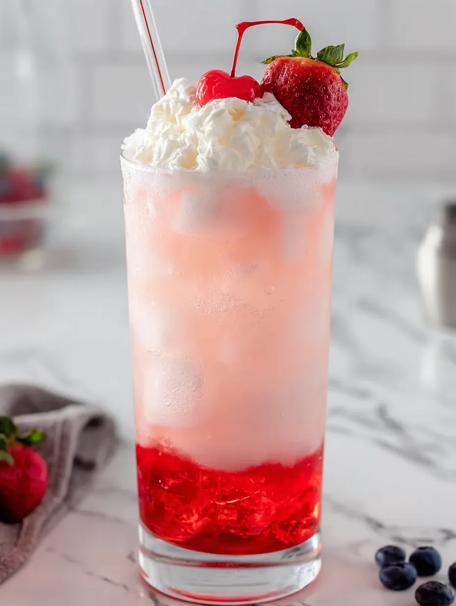 Ein Glas italienische Cremelimo mit Erdbeeren.