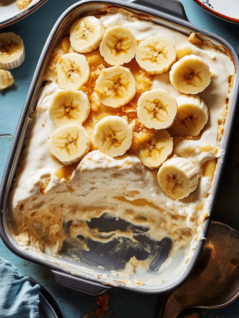 Nahaufnahme von einem Banana-Pudding-Lasagna-Traum.