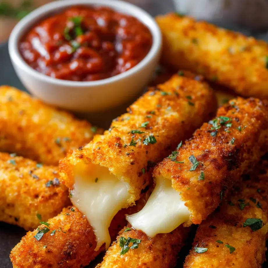 Eine Schale mit Käsesticks und Dip.