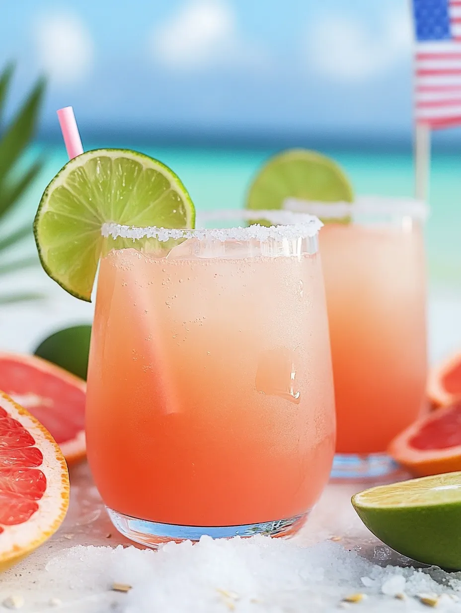 Zwei Gläser mit pinken Grapefruit-Limetten-Mocktails.