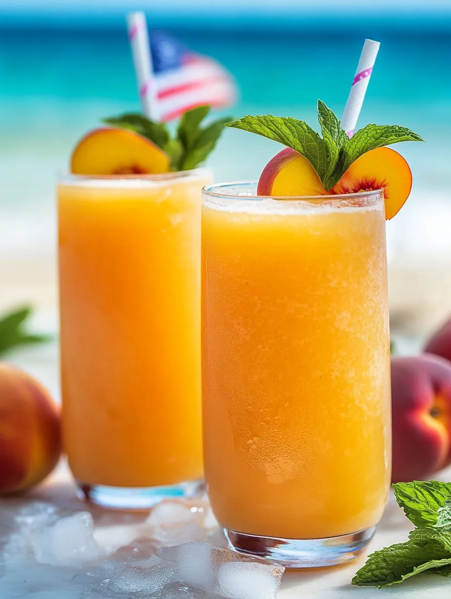 Zwei Gläser Pfirsich-Limonade mit Minze.