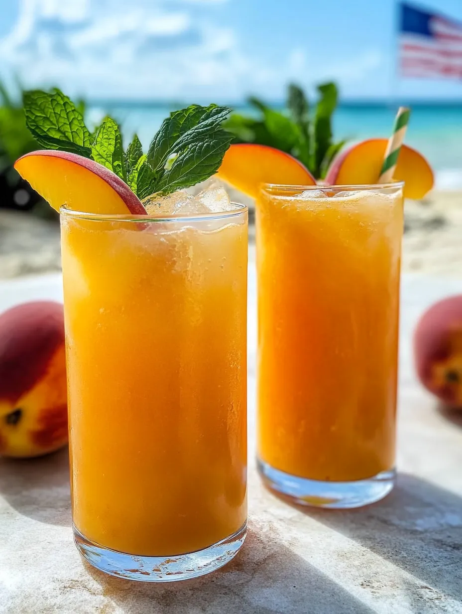 Zwei Gläser Pfirsich-Limonade mit Minze.