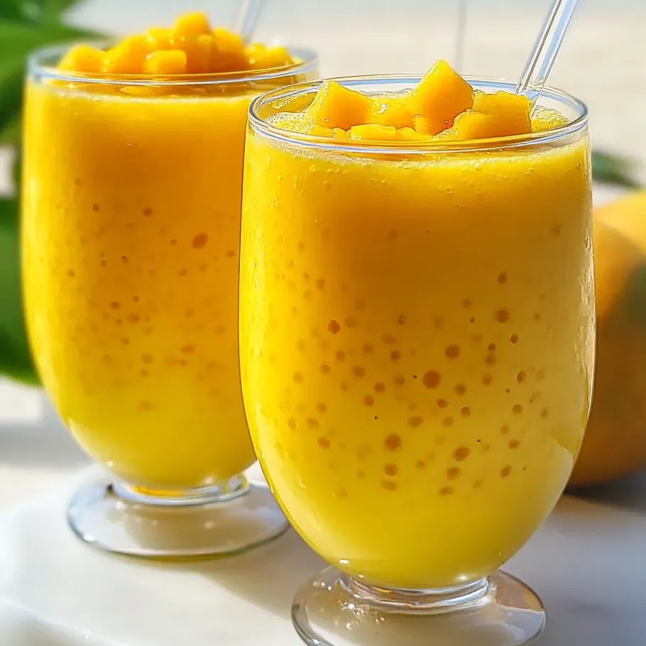 Zwei Gläser cremiges Mango Sago Kokos.