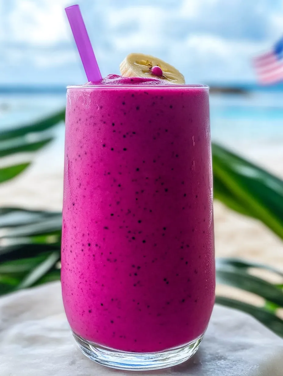 Ein rosa Smoothie mit Banane und Vanille.