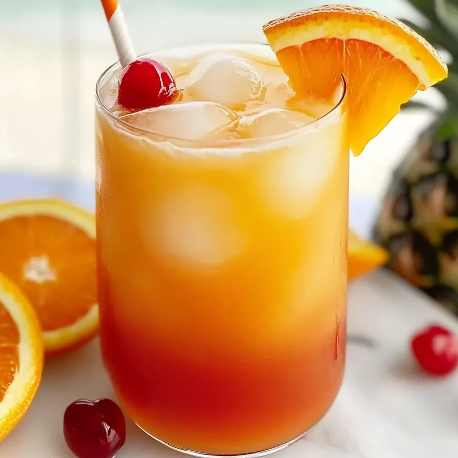 Ein Glas Bunter Virgin Sonnenaufgang Mocktail.