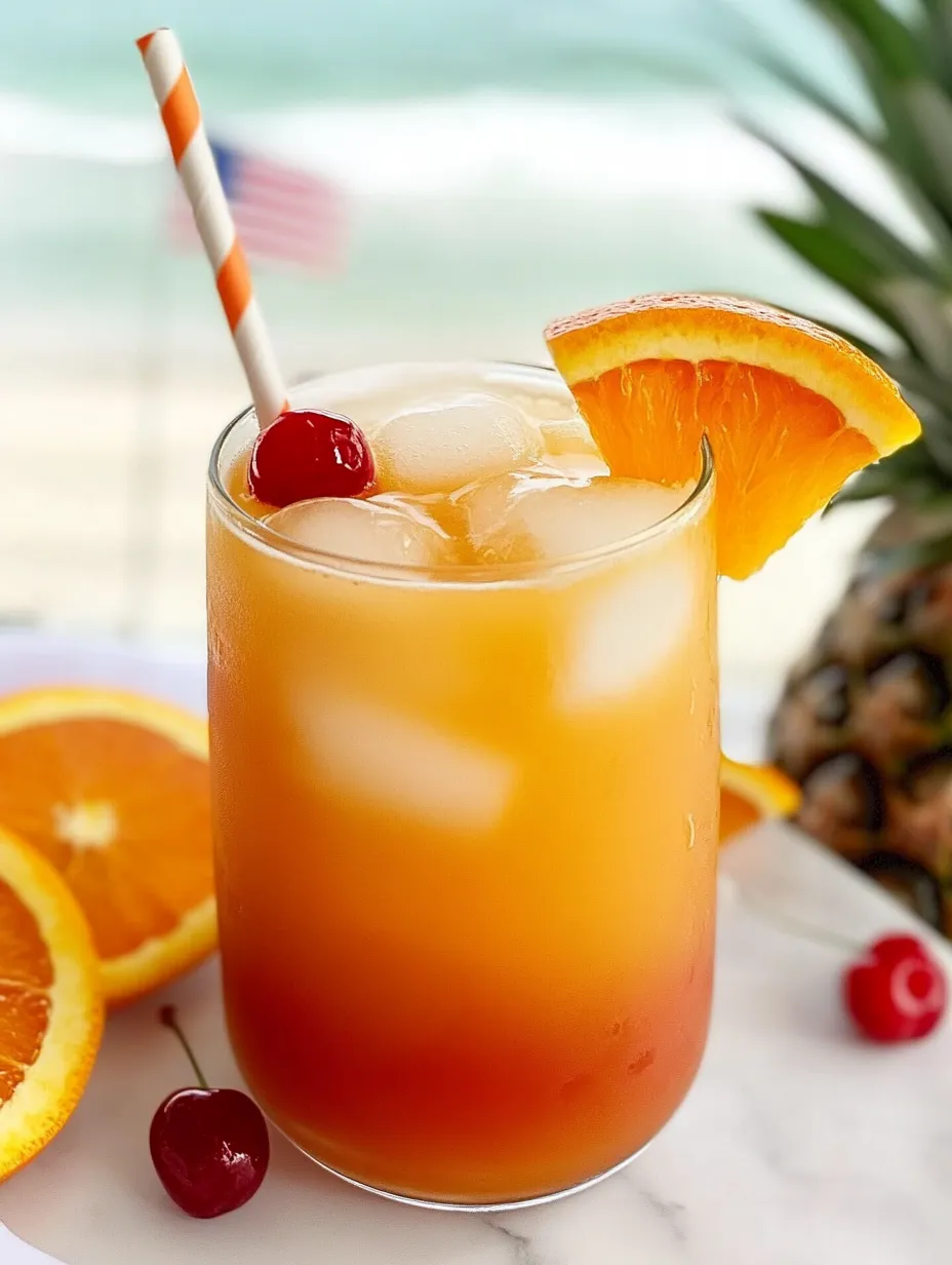 Ein Glas voller bunter Sweet Sunrise Mocktail Virgin Sunrise.