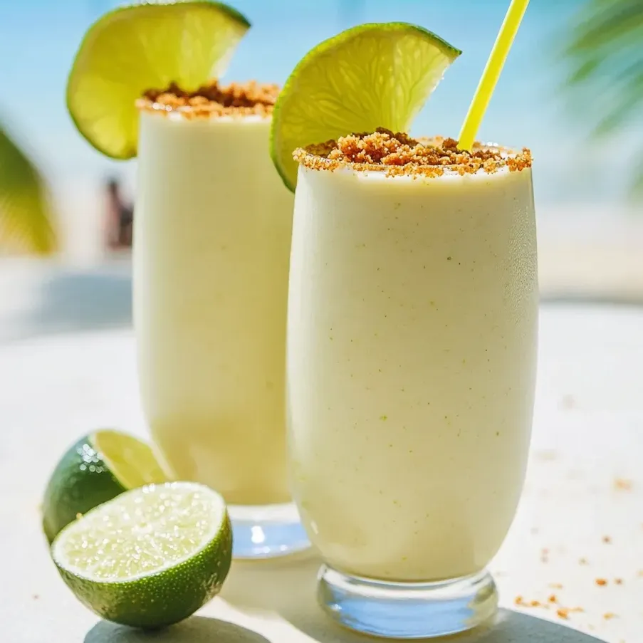 Zwei Gläser mit frischem Limetten-Smoothie.