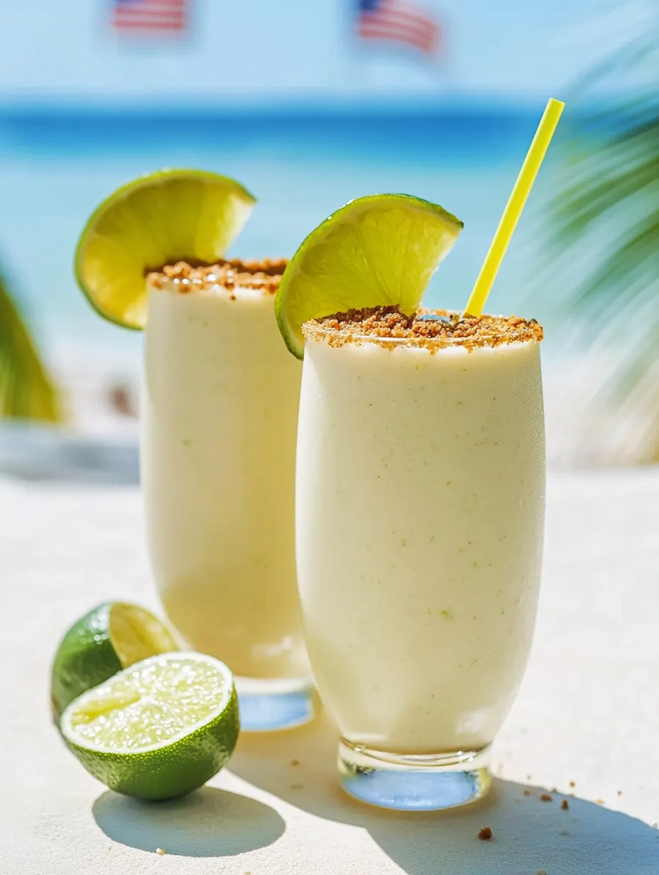 Zwei Gläser cremiger Key Lime Pie.