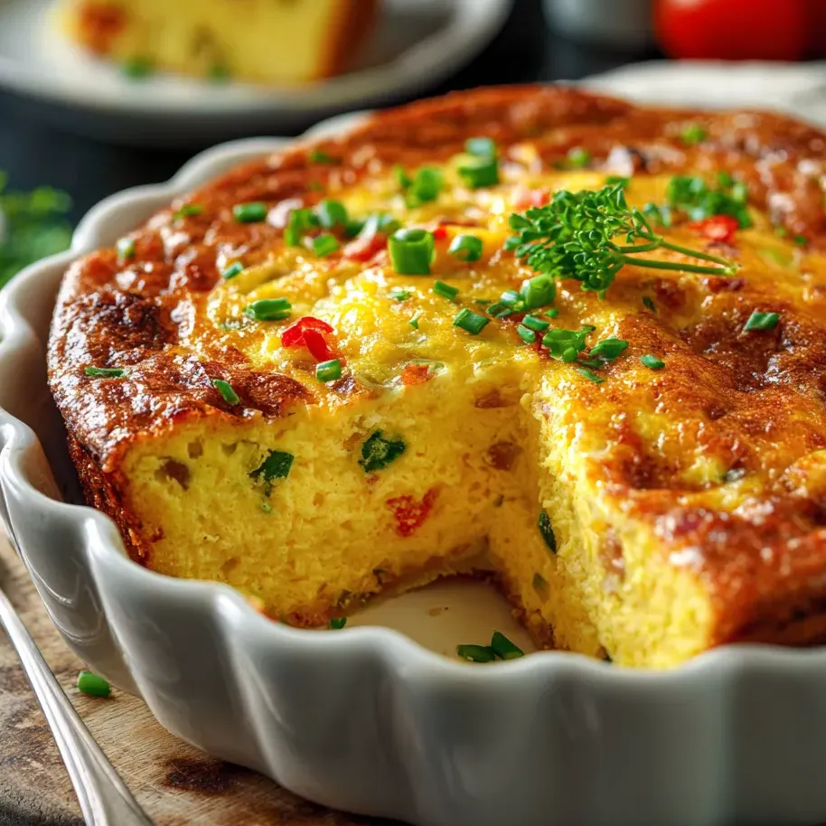 Ein Stück Quiche auf einem weißen Teller.