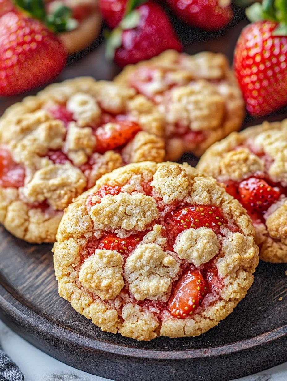 Ein Cookie getoppt mit Erdbeeren.