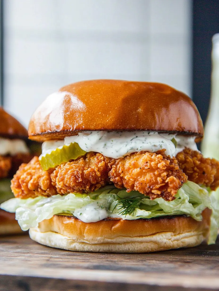 Ein saftiger Burger mit Salat, Gurke und Mayonnaise.
