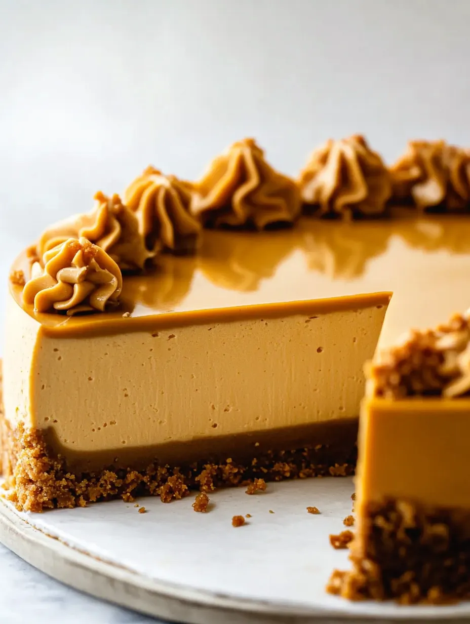 Ein Stück Karamell-Cheesecake mit gerösteten Nüssen.