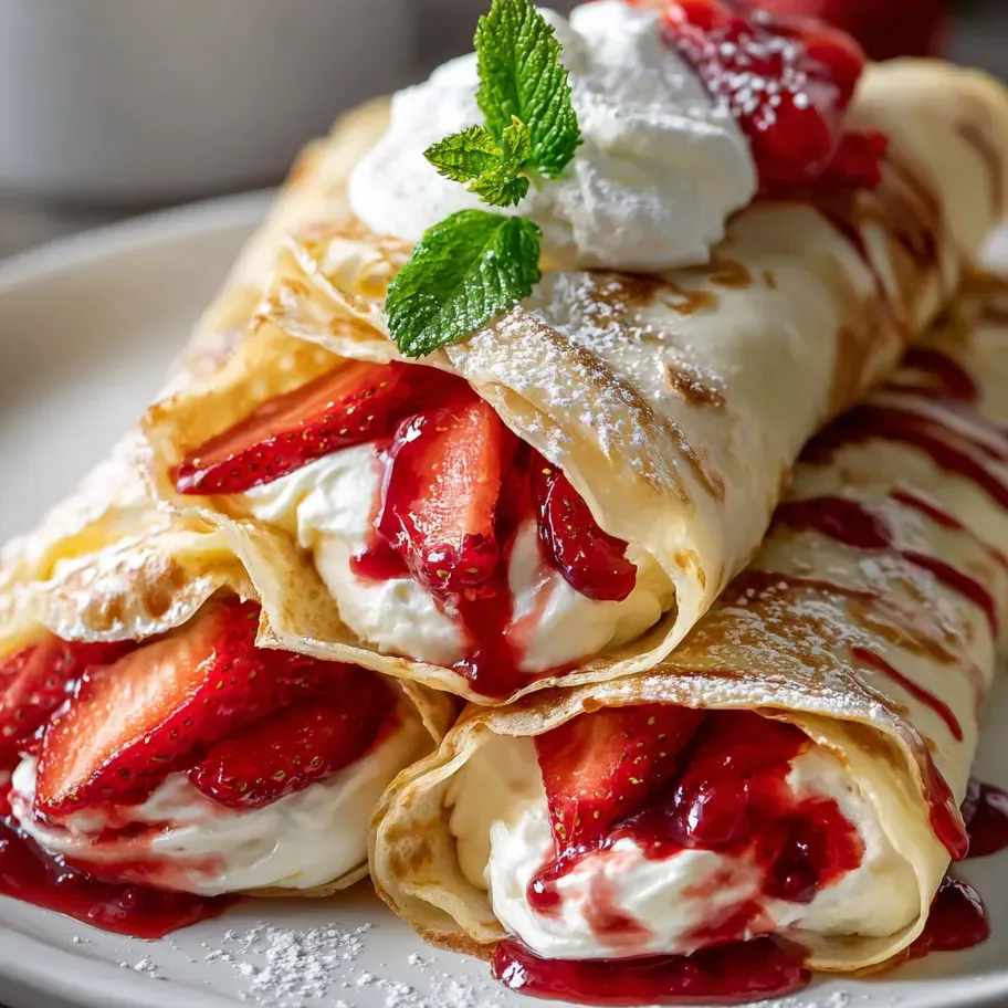 Ein Teller mit Erdbeeren und Sahne.