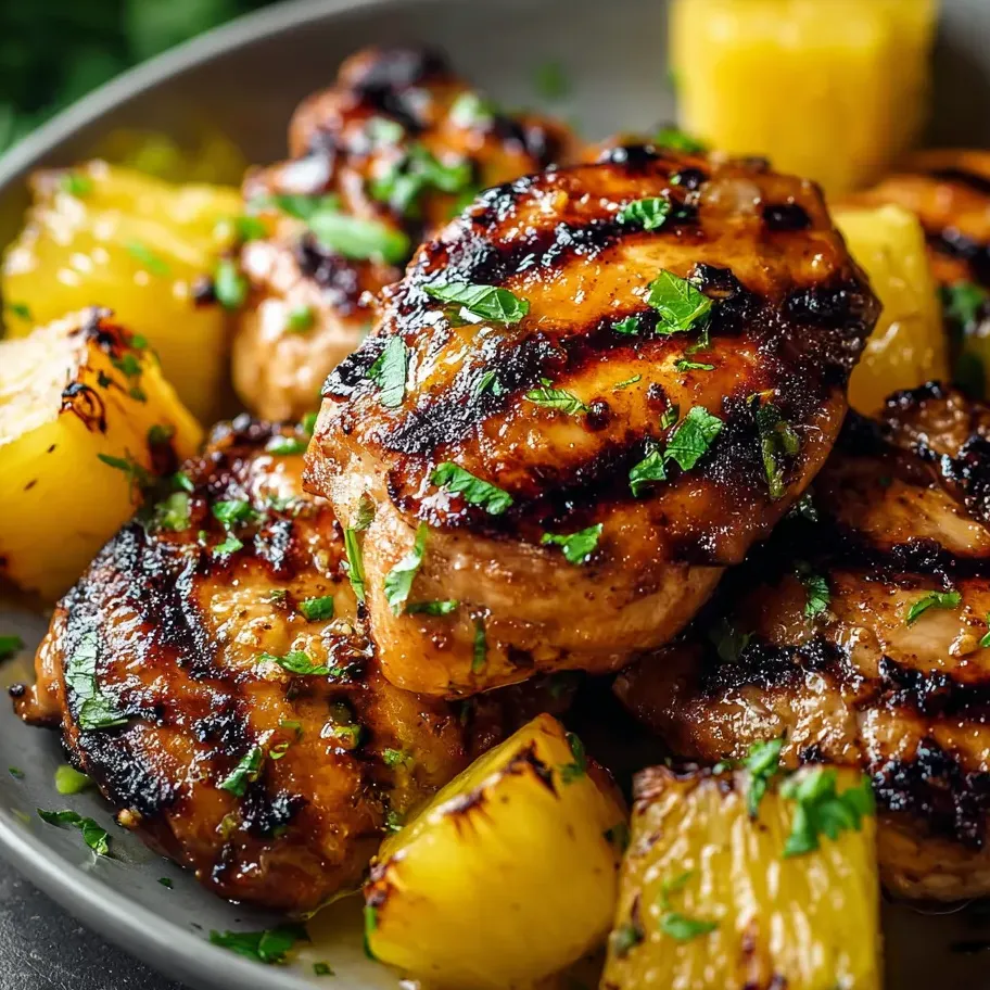 Teller mit gegrilltem Hähnchen und Kartoffeln.