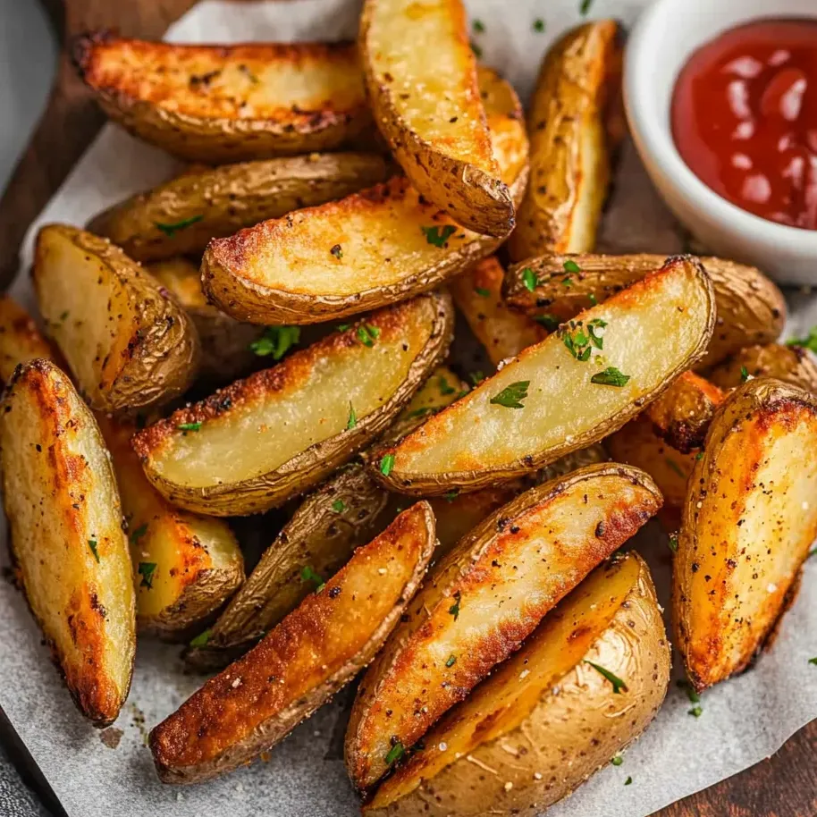 Ein Teller mit Pommes und Ketchup.